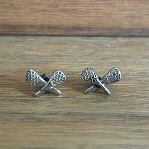 Sterling silver lacrosse stick earrings